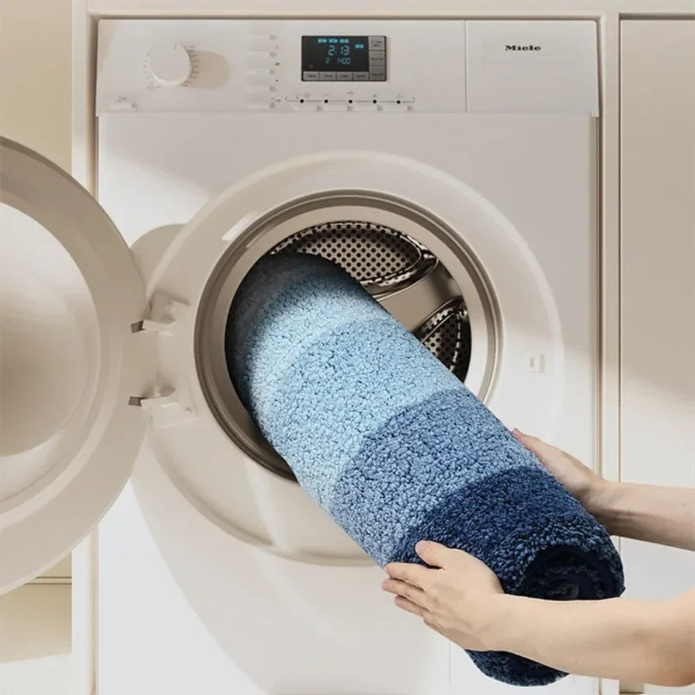 Soft Coastal Wave Bath Mat with Non-Slip Base
