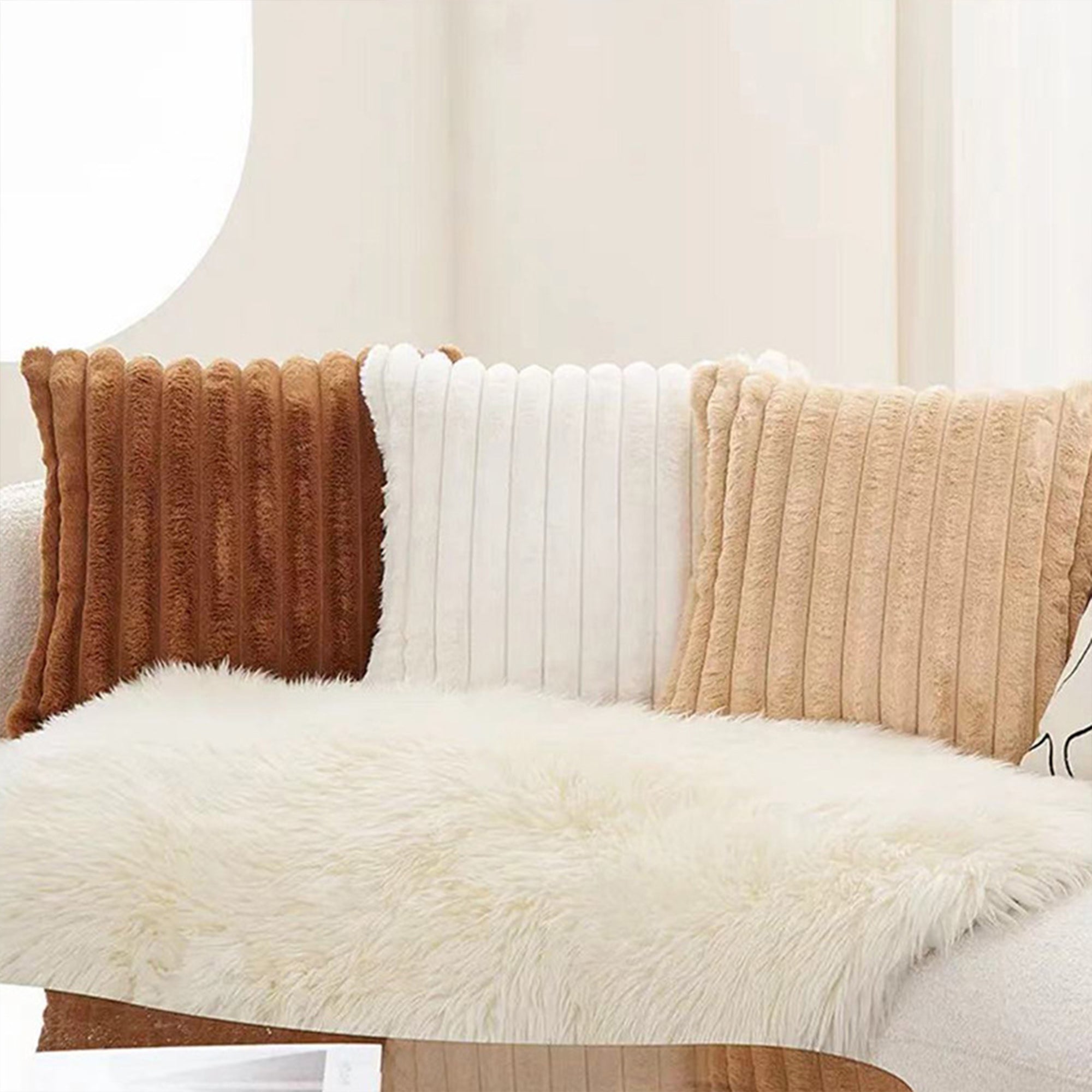 Soft Faux Fur Pillow Cover with Hidden Zipper