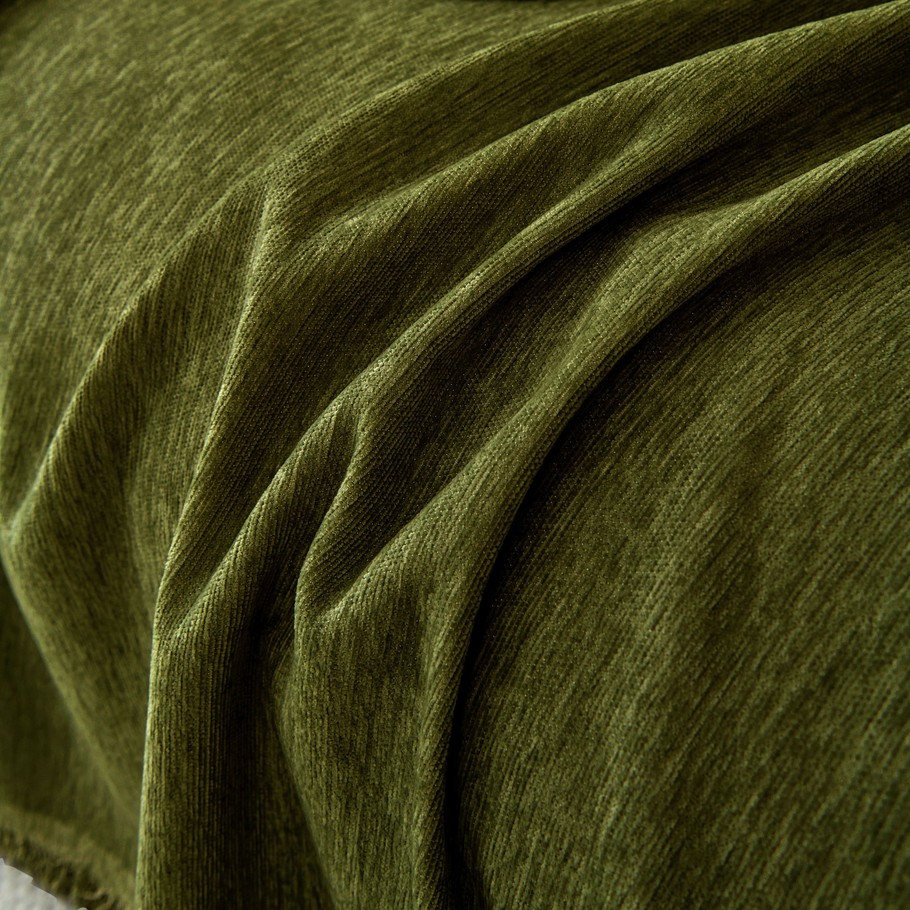 Solid Chenille Sofa Throw with Fringe Trim