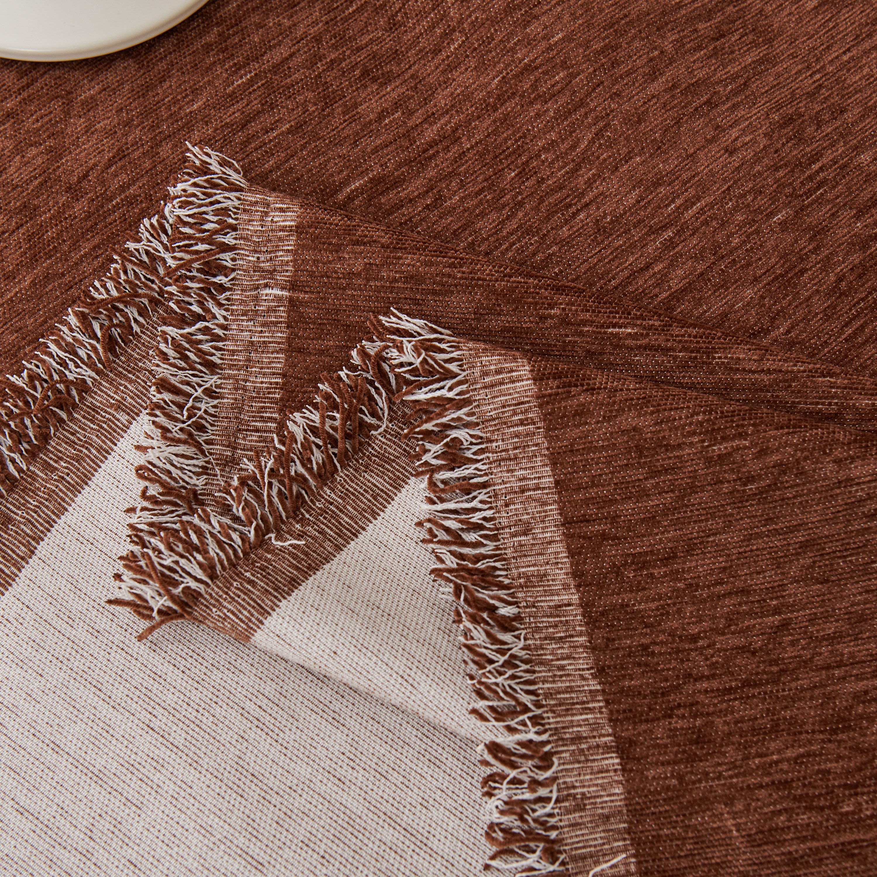 Solid Chenille Sofa Throw with Fringed Edge