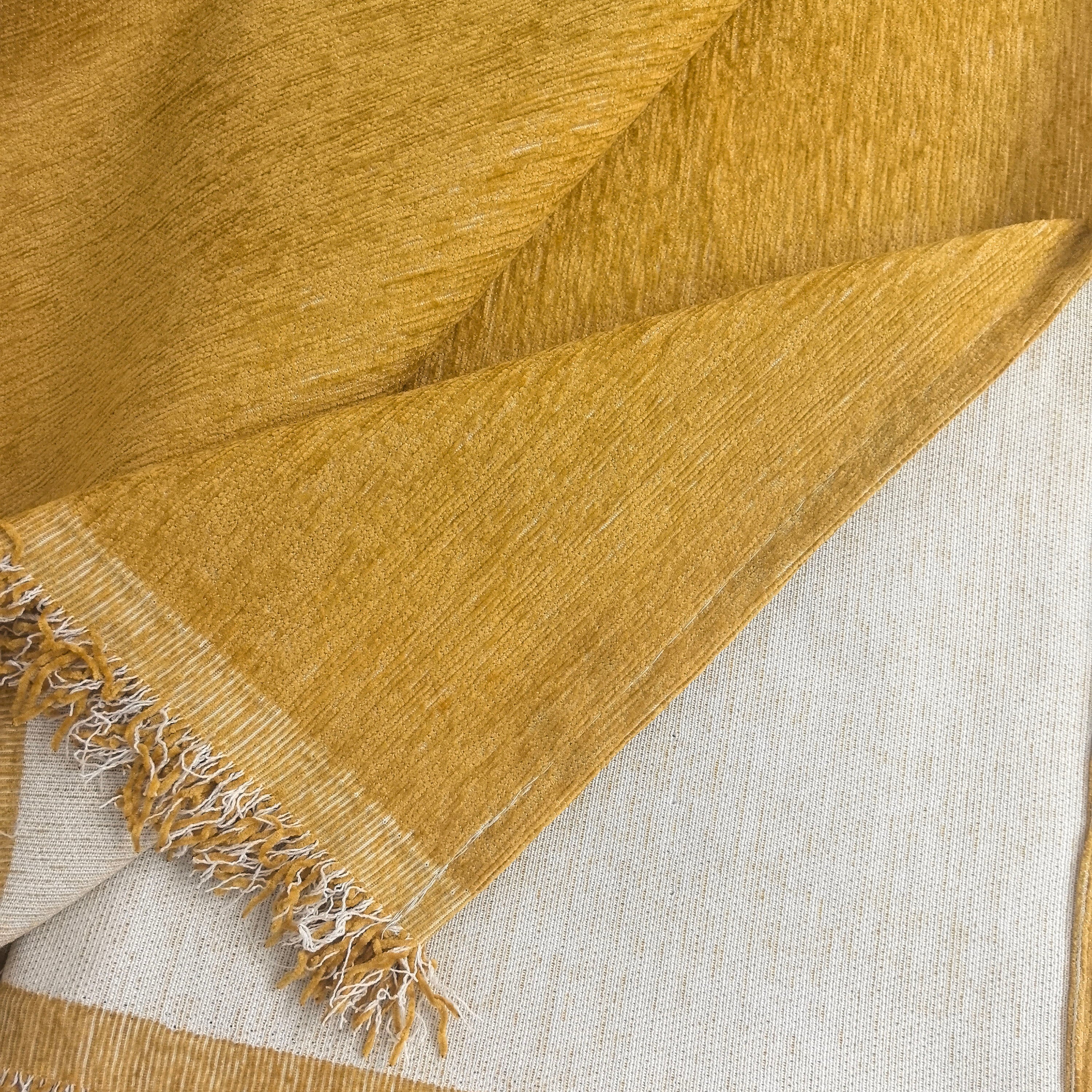 Solid Chenille Sofa Throw with Fringed Edge