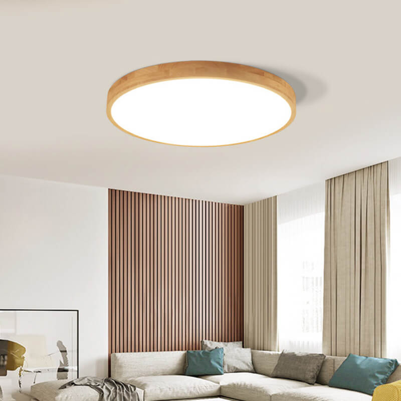 Solid Wood LED Flush Mount with Slim Profile