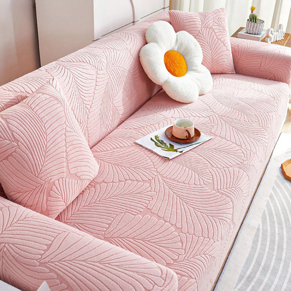 Textured Leaf Jacquard Stretch Sofa Slipcover