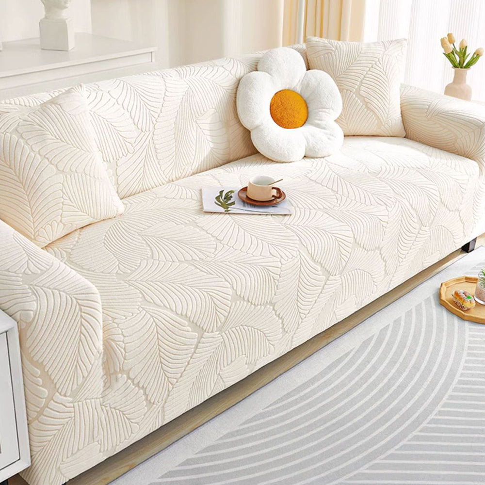 Textured Leaf Jacquard Stretch Sofa Slipcover