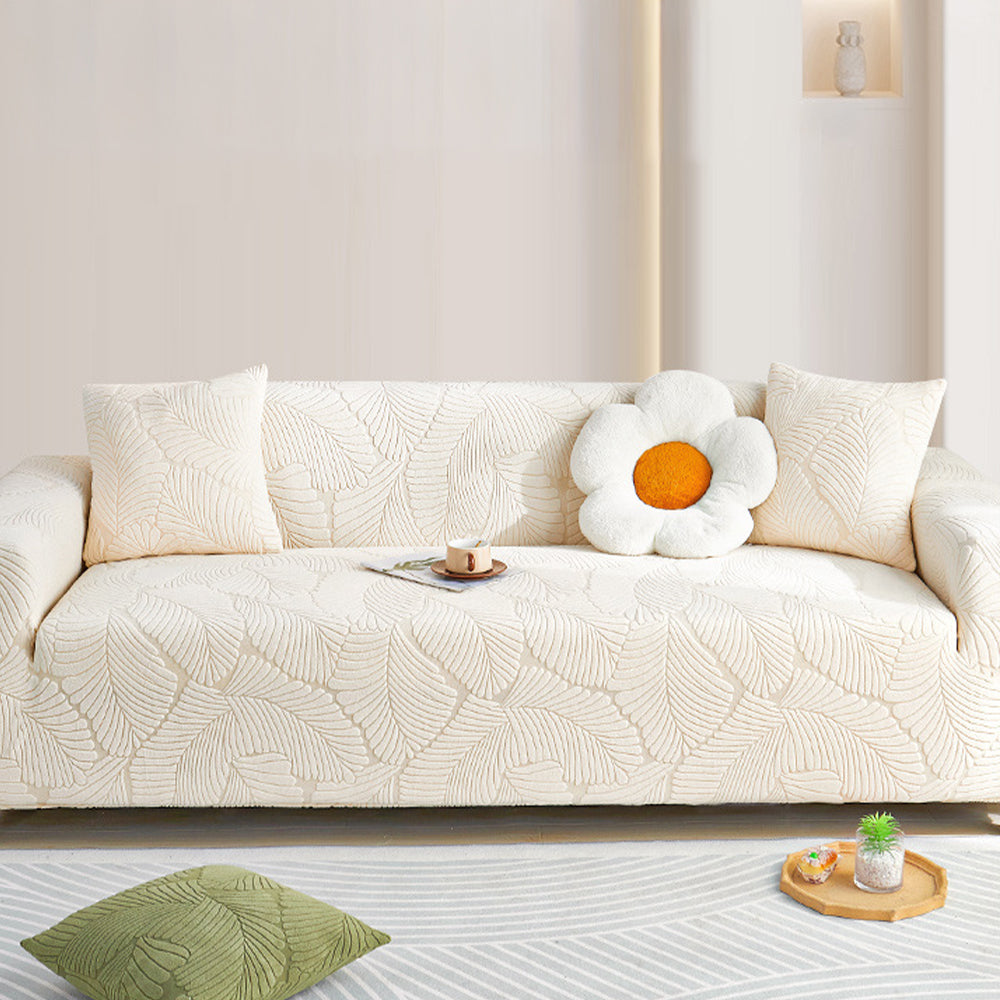 Textured Leaf Jacquard Stretch Sofa Slipcover