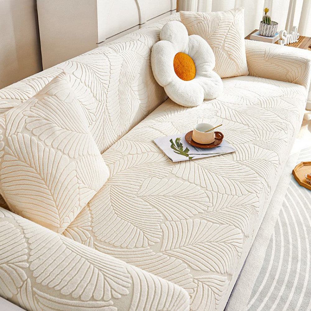 Textured Leaf Jacquard Stretch Sofa Slipcover