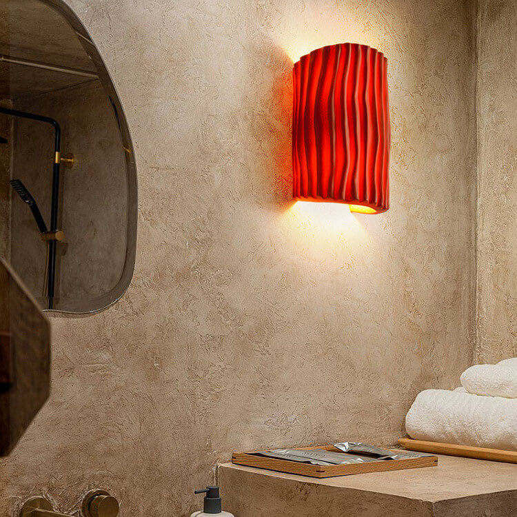 Textured Resin Wave Wall Sconce with LED Glow