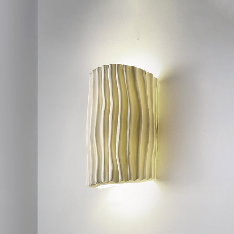 Textured Resin Wave Wall Sconce with LED Glow