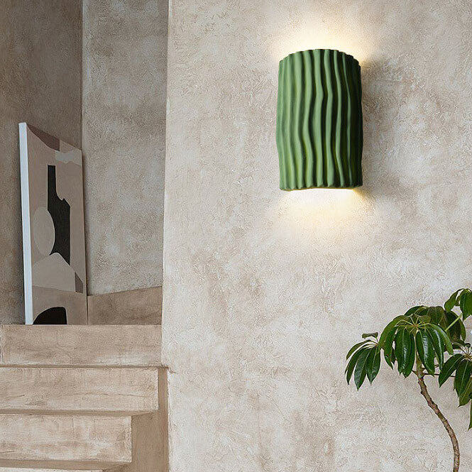 Textured Resin Wave Wall Sconce with LED Glow