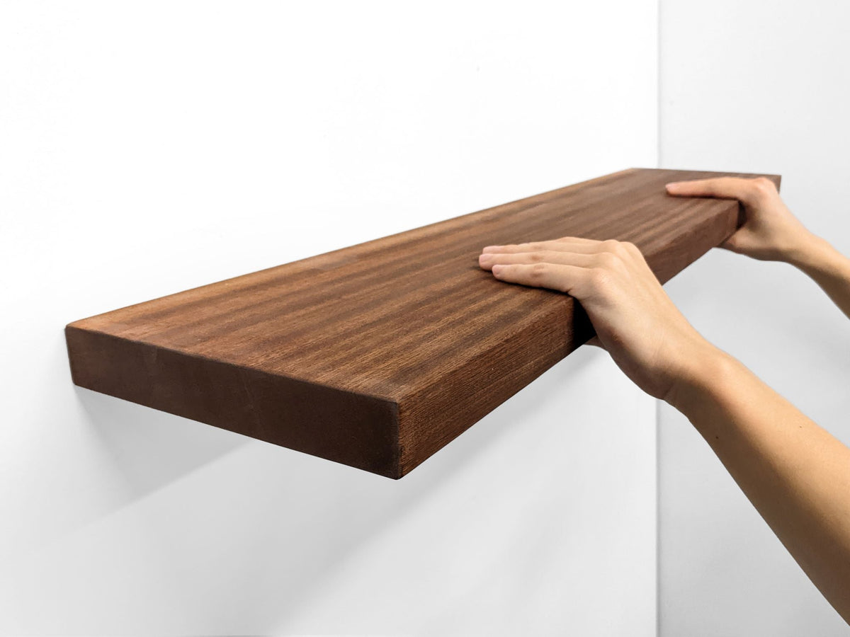 Thick Mahogany Floating Shelves in 60" to 84" lengths