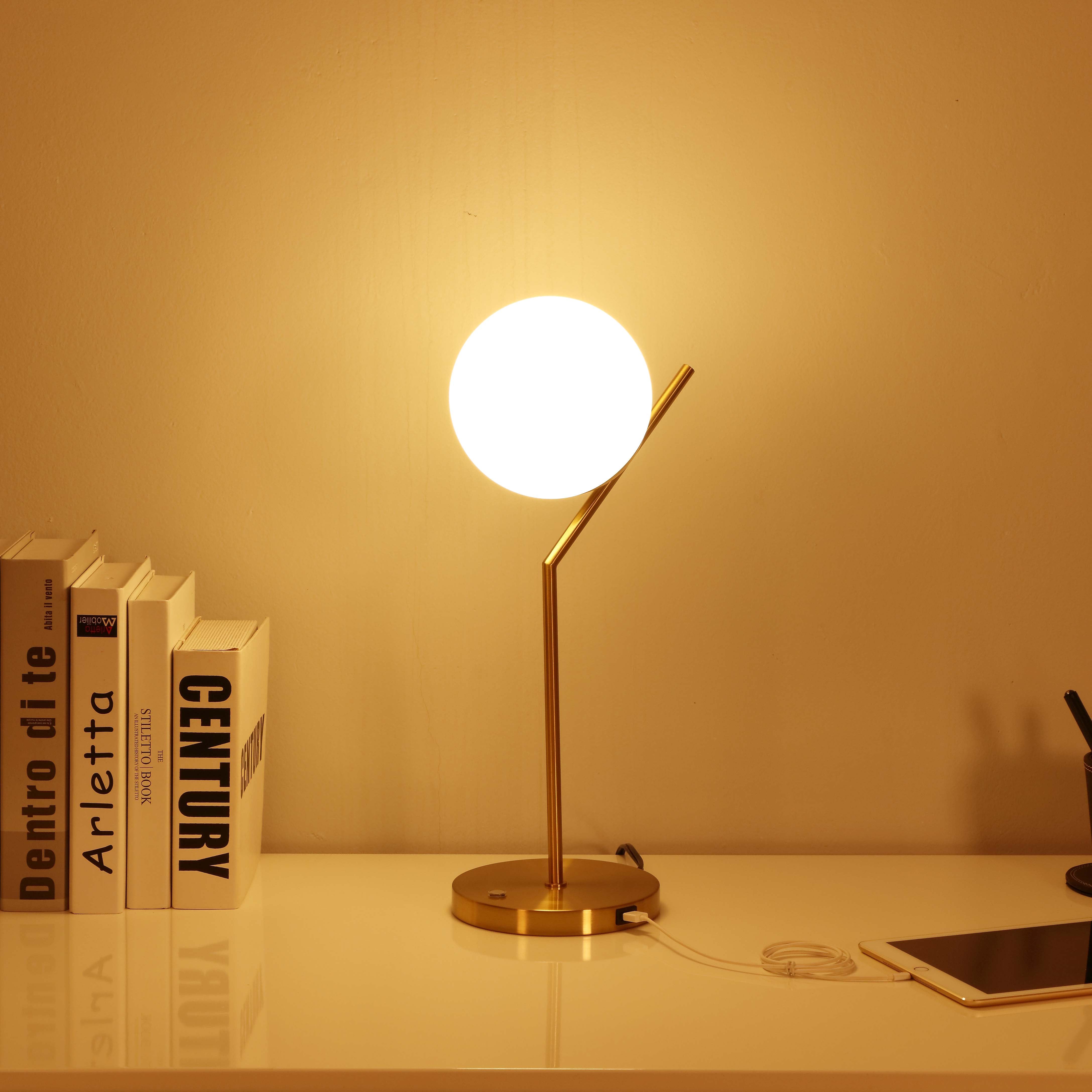 Touch Dimmable Table Lamp with Glass Globe