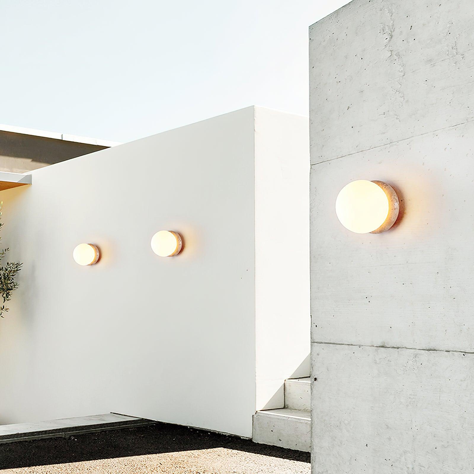 Travertine Globe Wall Sconce with Warm Glow