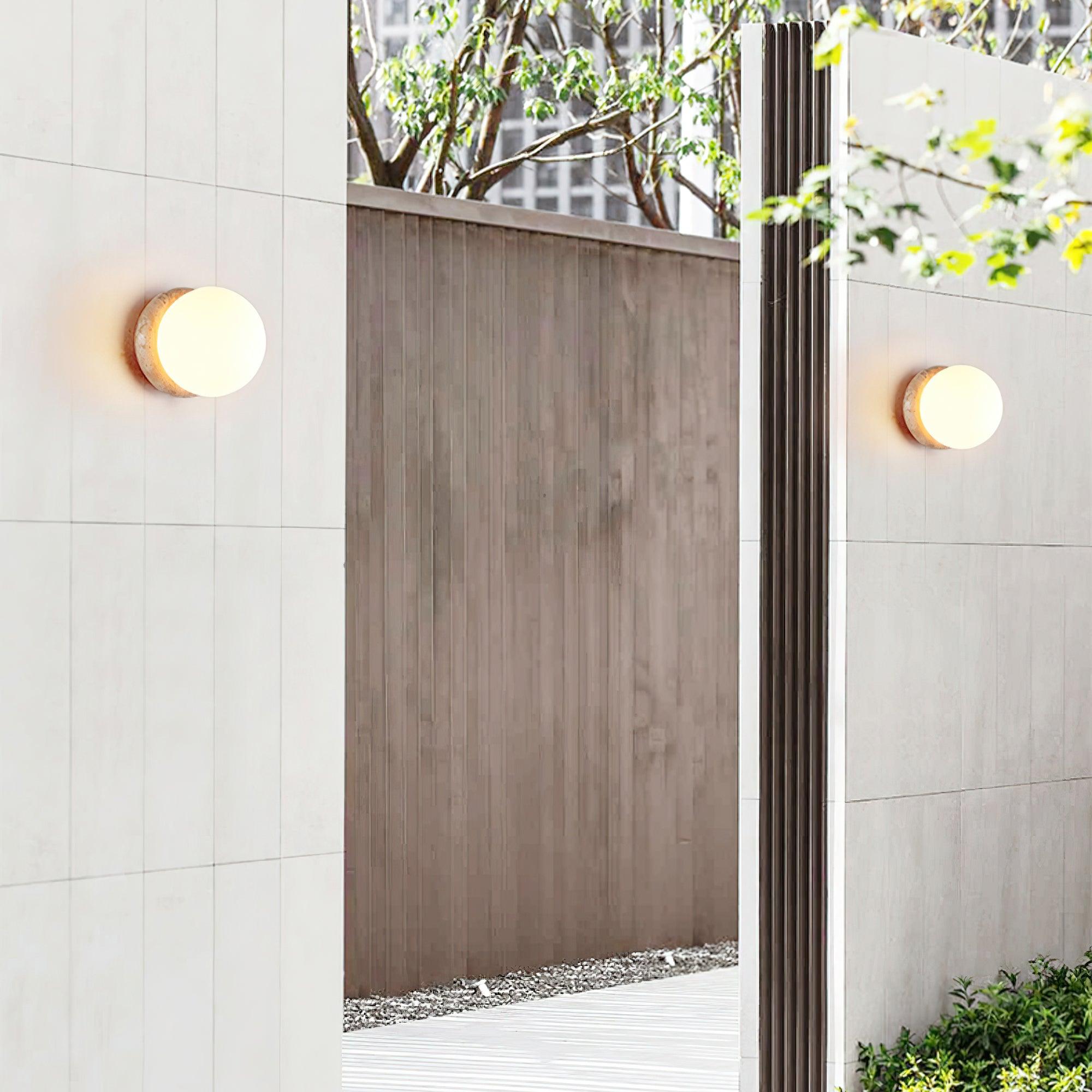 Travertine Globe Wall Sconce with Warm Glow