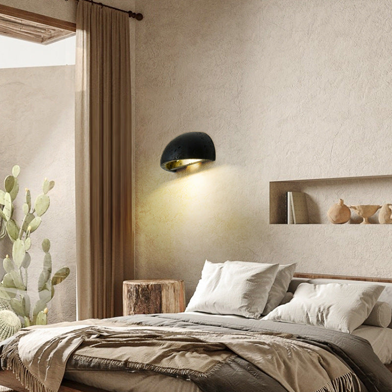 Travertine Wall Sconce with Curved LED Glow