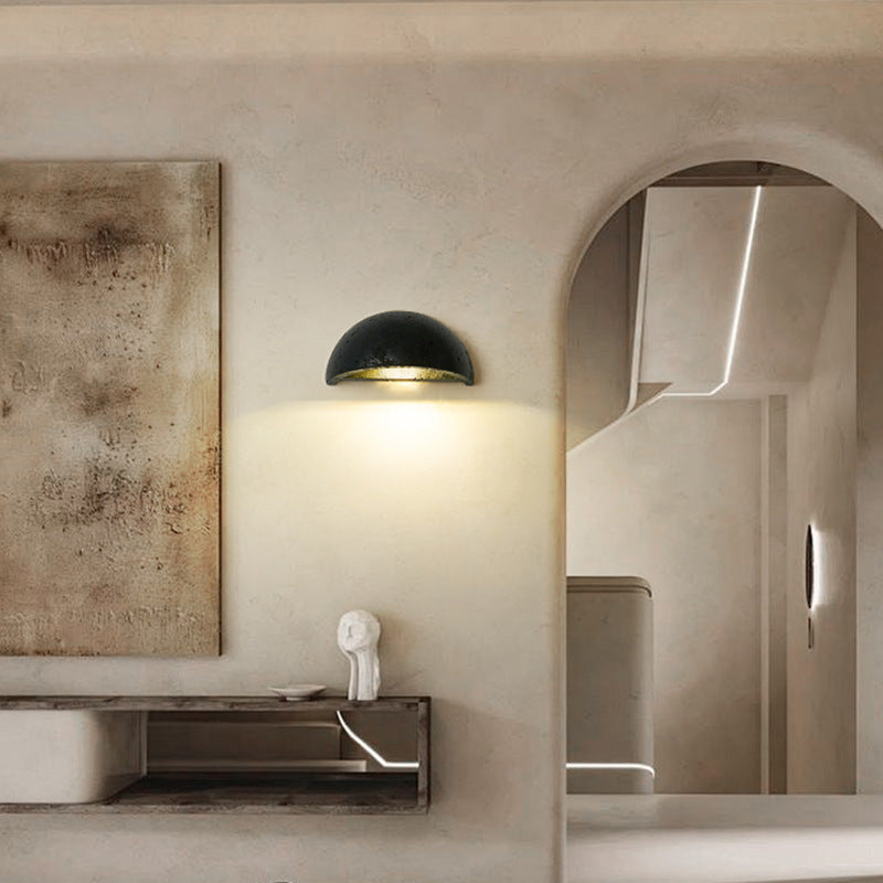 Travertine Wall Sconce with Curved LED Glow