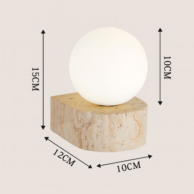 Travertine Wall Sconce with Round Glass Globe