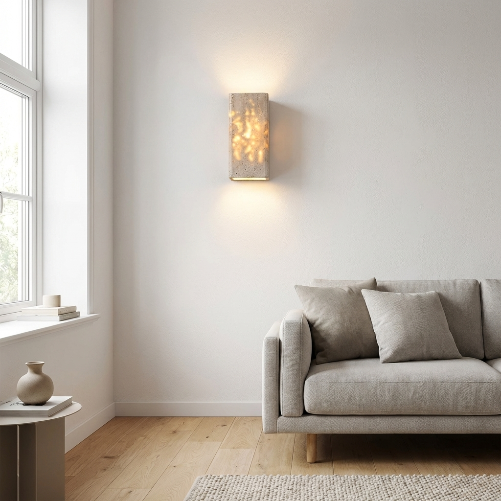 Travertine Wall Sconce with Warm Up Down Glow