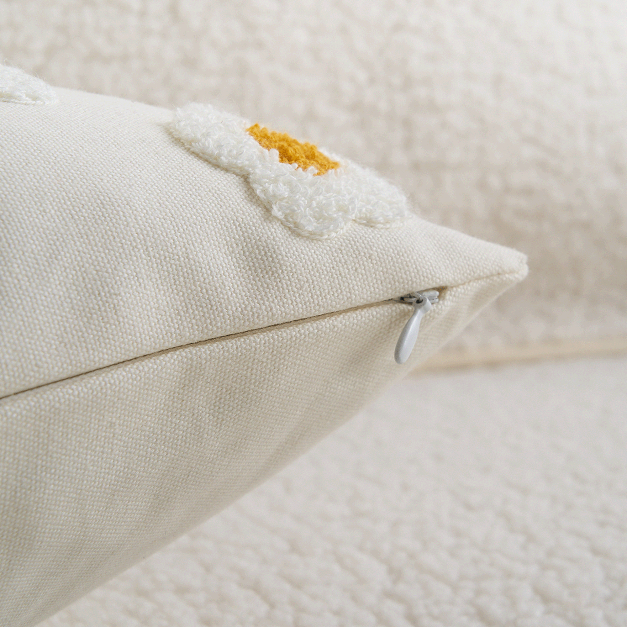 Tufted Daisy Pillow Cover with Floral Texture