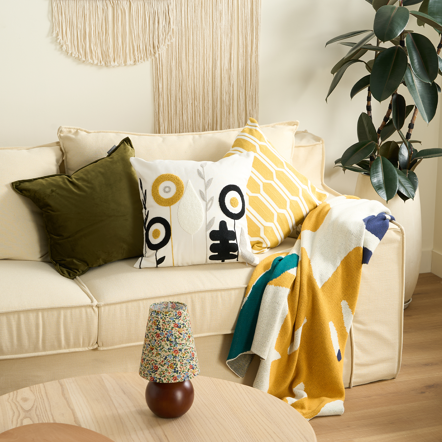 Tufted Floral Cushion Cover with Soft Texture