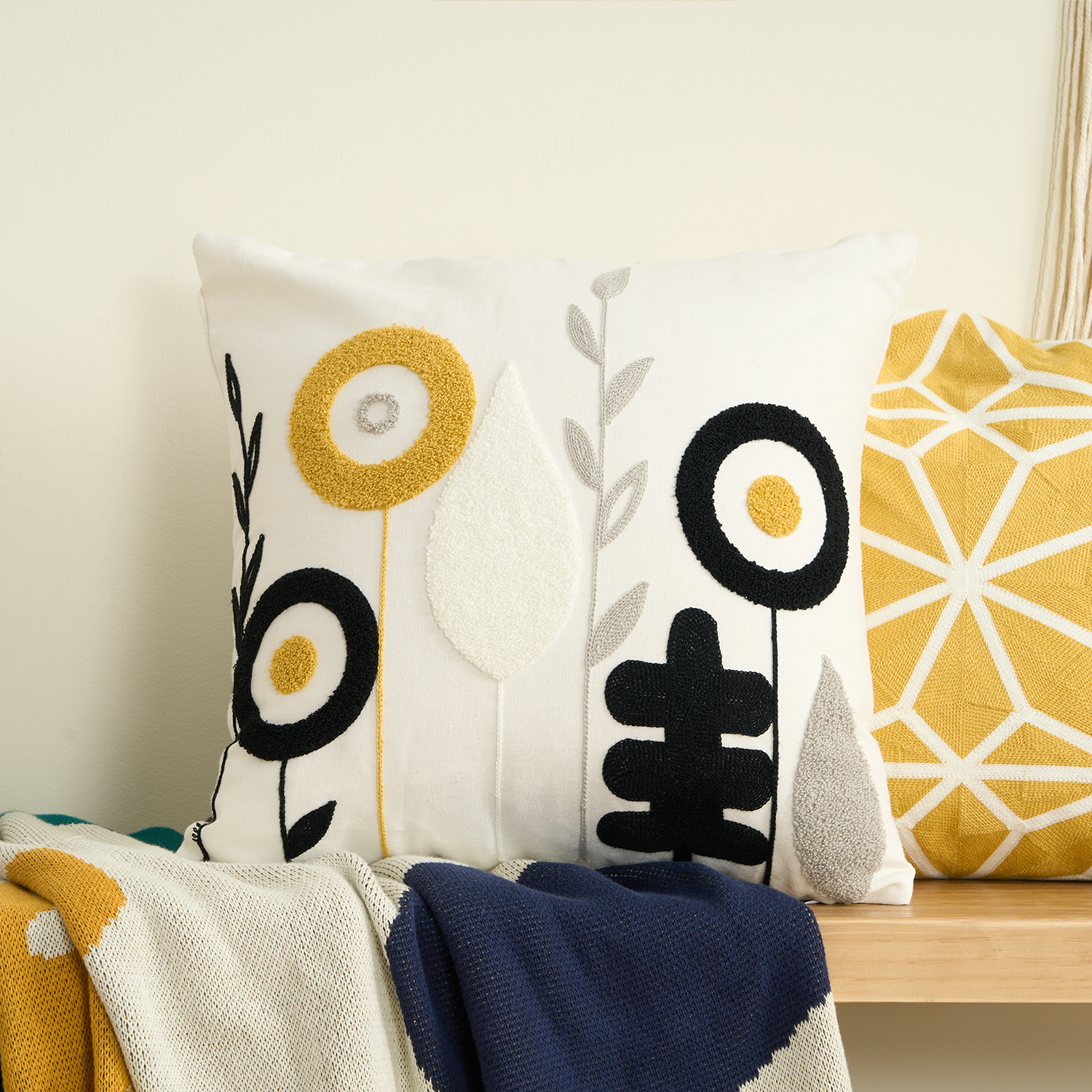 Tufted Floral Cushion Cover with Soft Texture