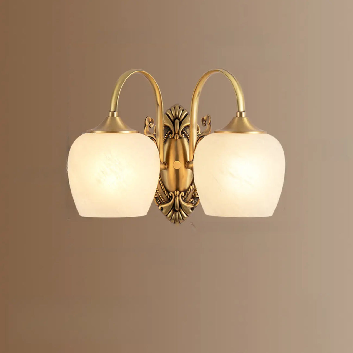 Vintage Brass Gooseneck Glass Shade Wall Sconce - HomeyFad