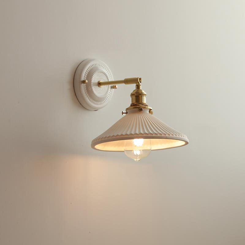 Vintage Ceramic Wall Sconce with Brass Finish