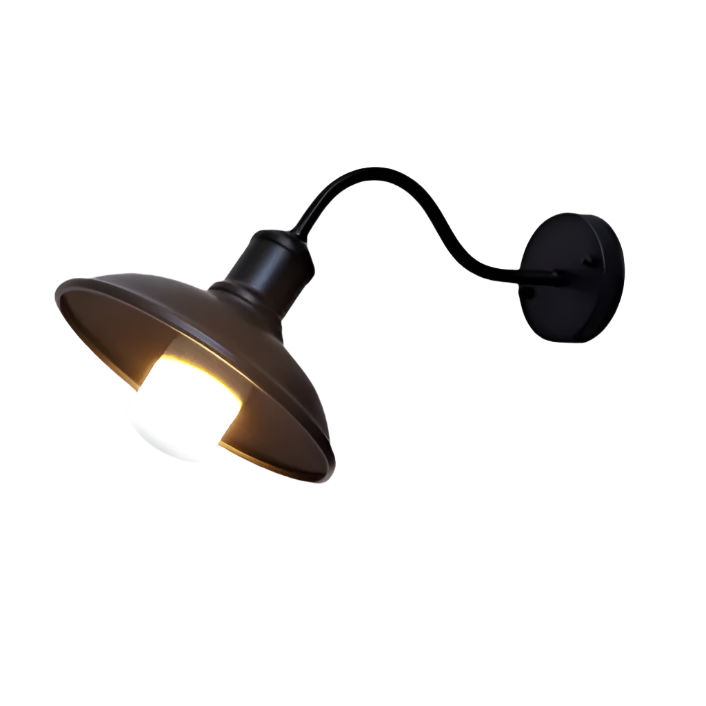 Vintage Iron Wall Sconce with Wide Bowl Shade