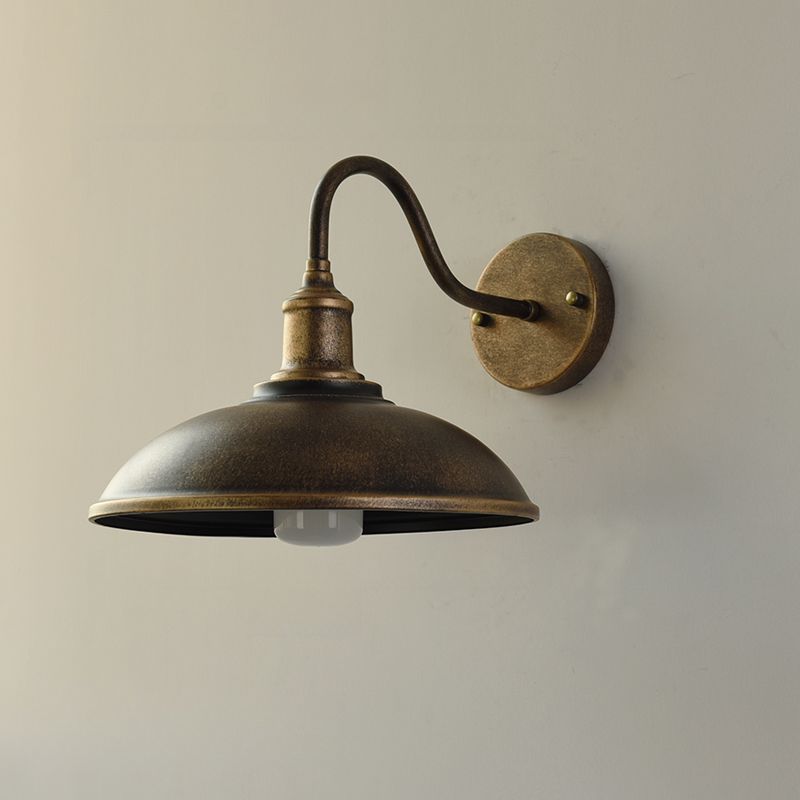 Vintage Iron Wall Sconce with Wide Bowl Shade