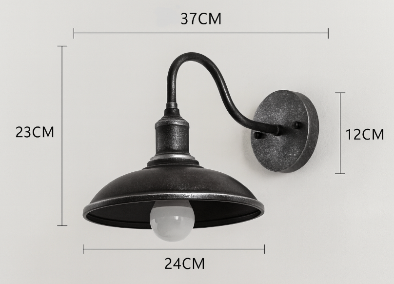 Vintage Iron Wall Sconce with Wide Bowl Shade