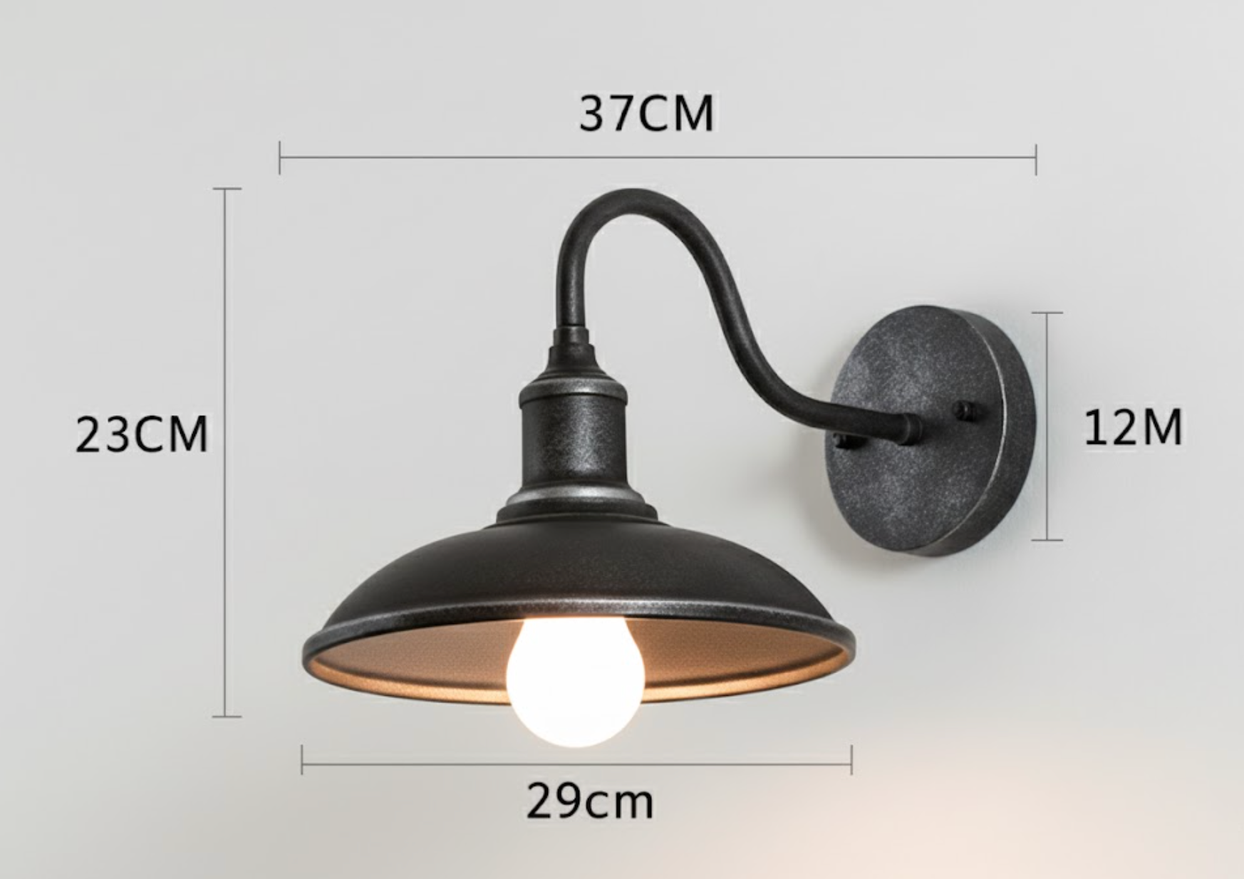 Vintage Iron Wall Sconce with Wide Bowl Shade
