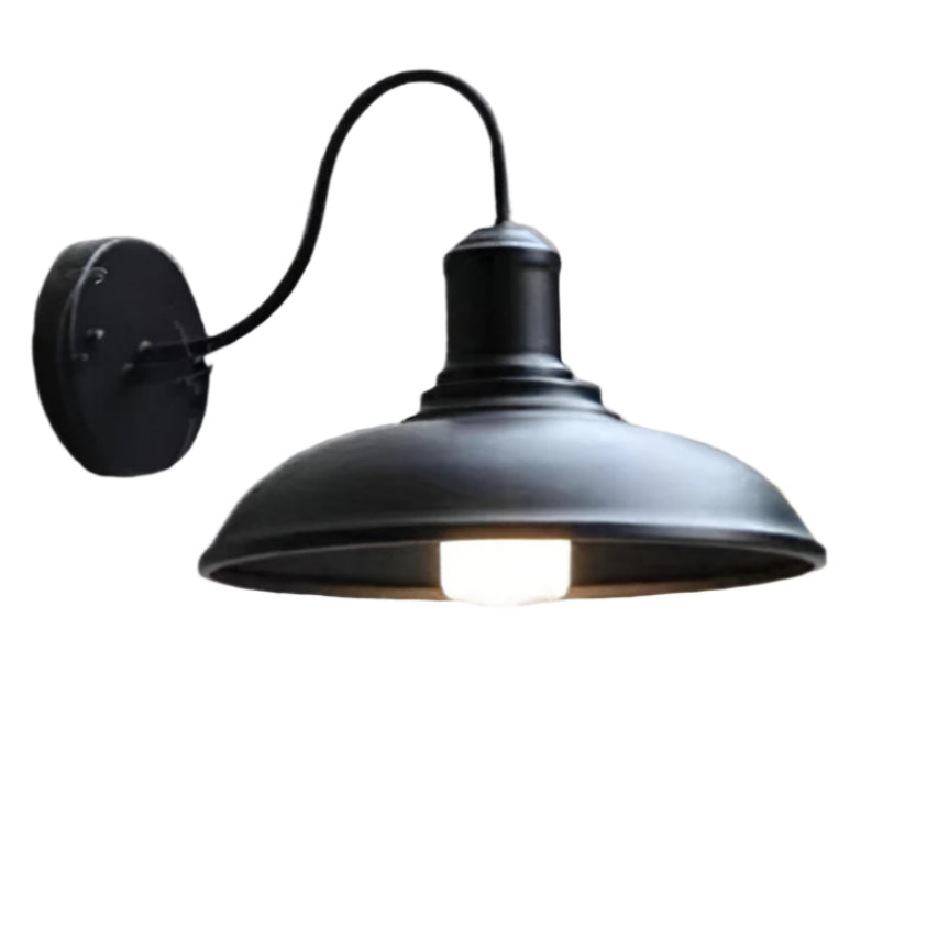 Vintage Iron Wall Sconce with Wide Bowl Shade