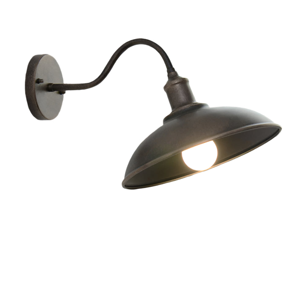 Vintage Iron Wall Sconce with Wide Bowl Shade