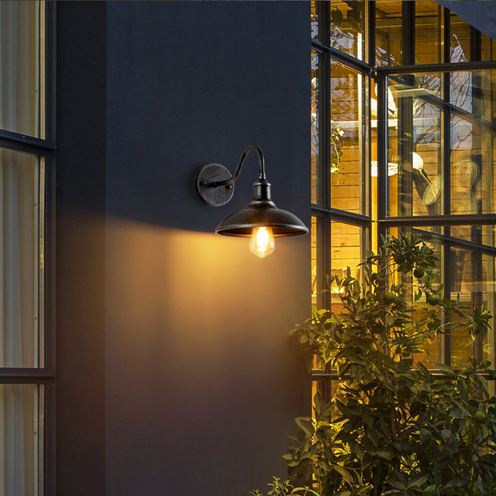 Vintage Iron Wall Sconce with Wide Bowl Shade
