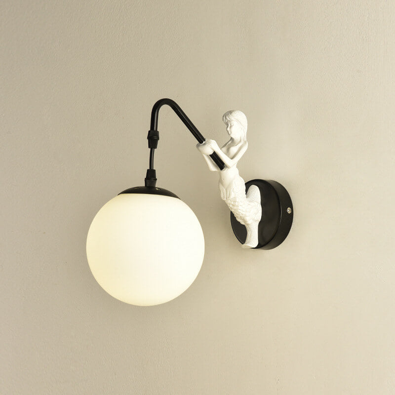 Vintage Mermaid Wall Sconce with Glass Globe
