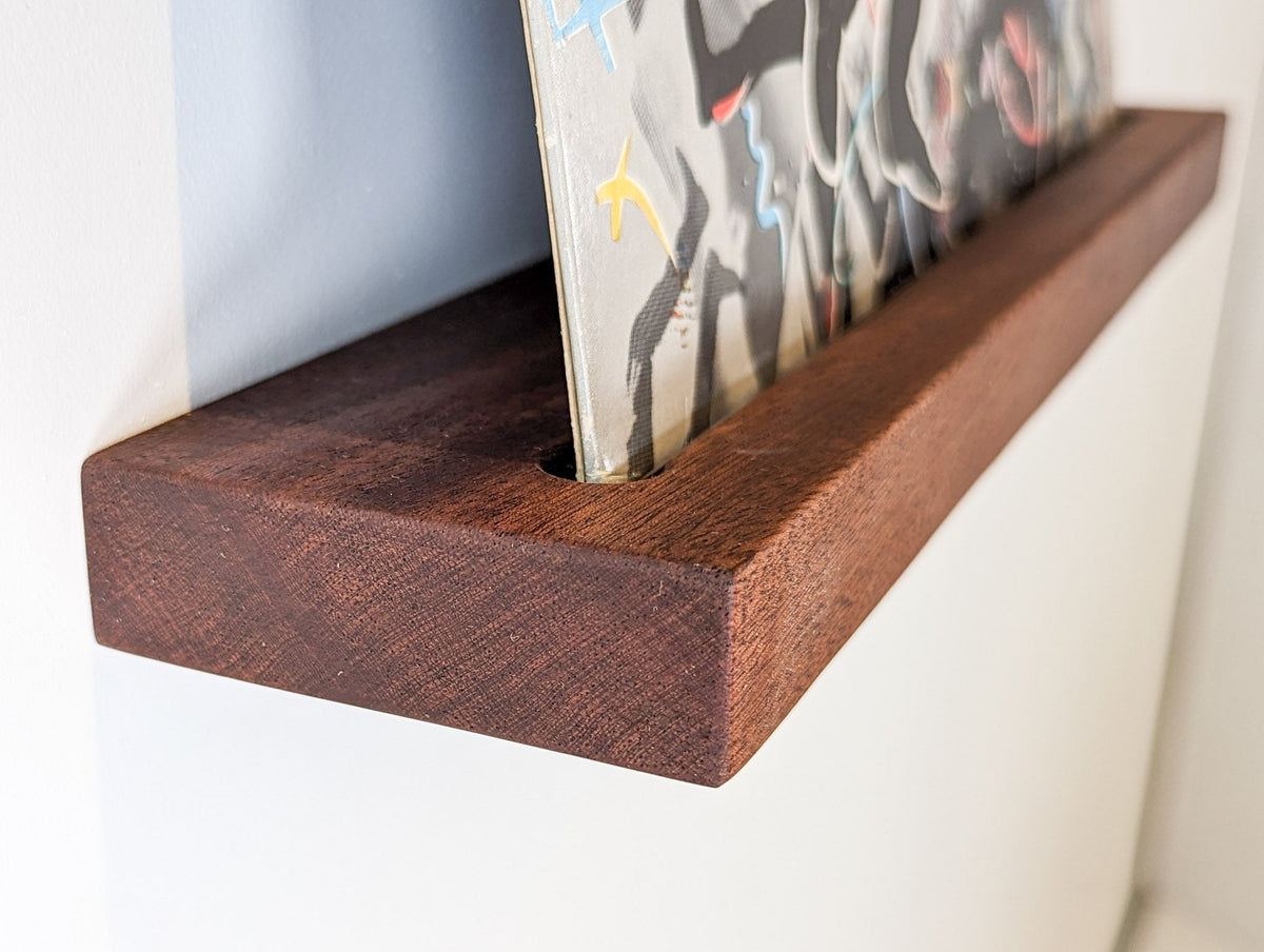 Vinyl Record Floating Shelf in Mahogany