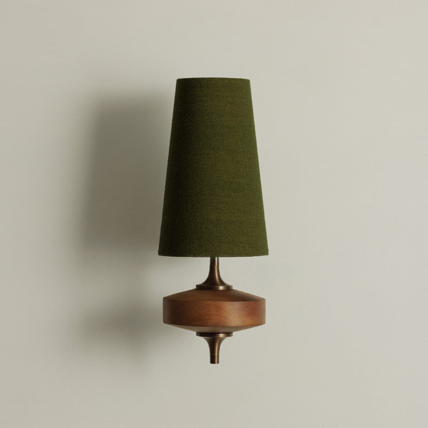 Walnut Double Wall Sconce with Fabric Shades