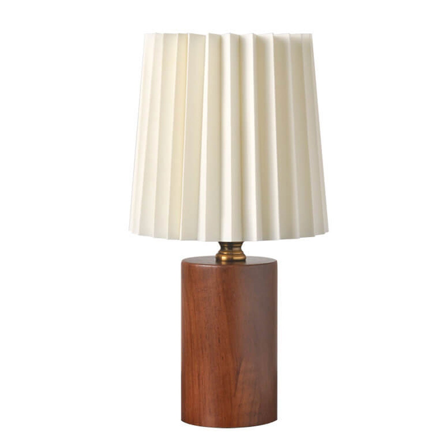 Walnut Table Lamp with Pleated Fabric Shade