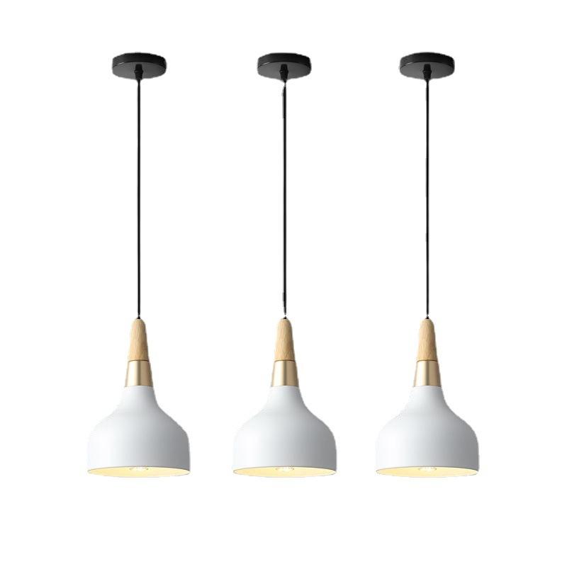 Wood Accent Cone Pendant with Brass Ring