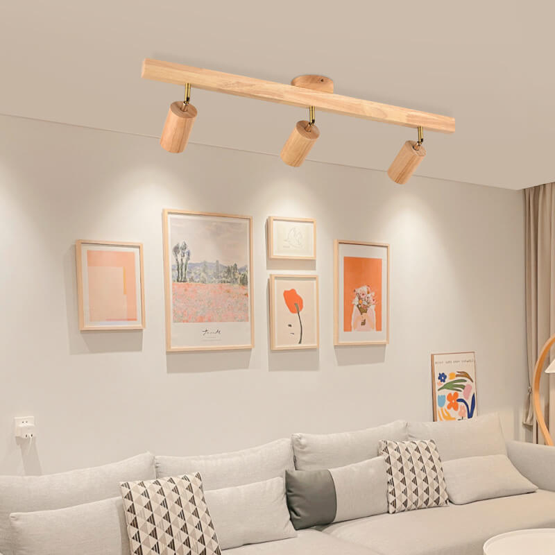 Wood Beam Track Ceiling Light Multi Head