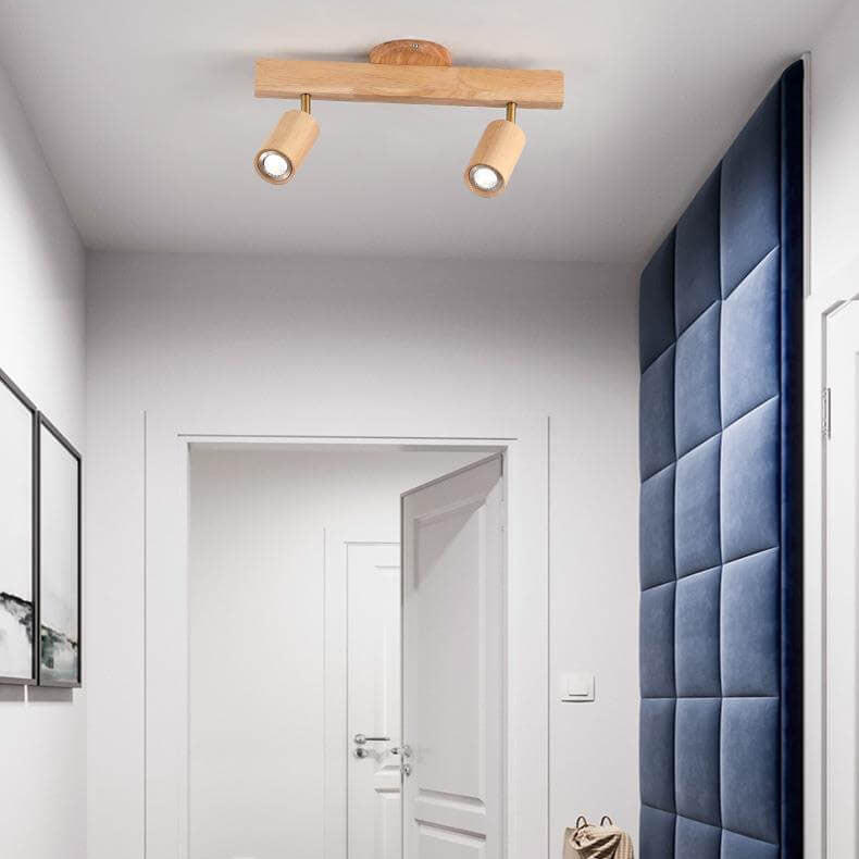 Wood Beam Track Ceiling Light Multi Head