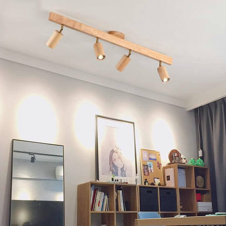 Wood Beam Track Ceiling Light Multi Head