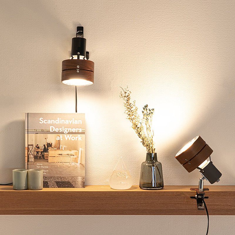Wood Clip-On Spotlight with Adjustable Head