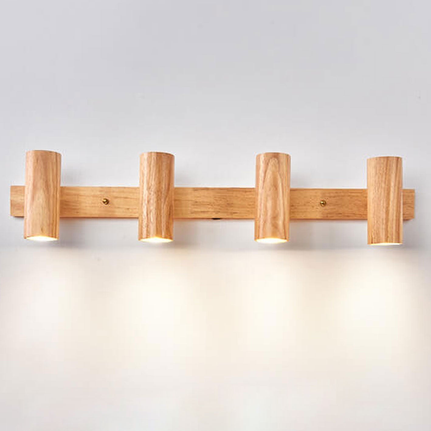 Wood Cylinder LED Wall Light Multi Beam