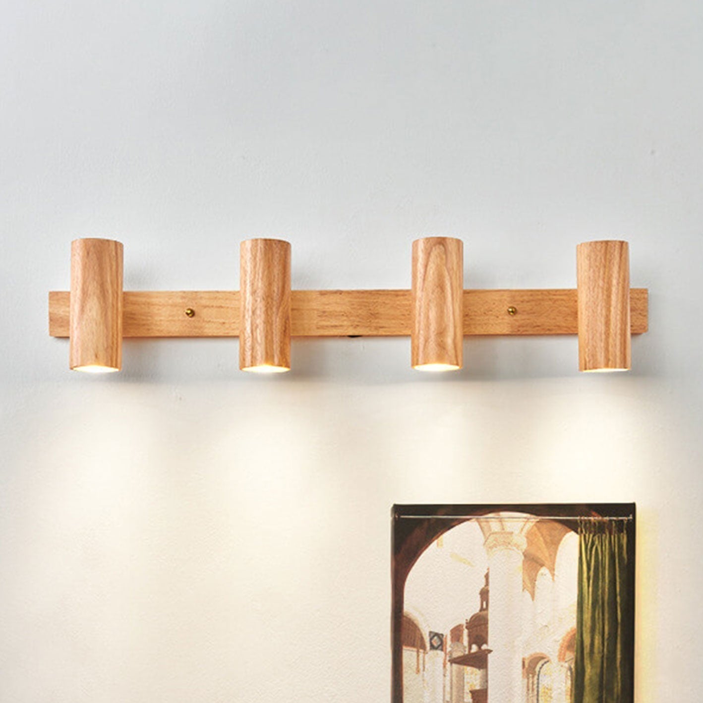 Wood Cylinder LED Wall Light Multi Beam