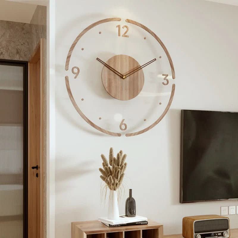 Wood Wall Clock with Transparent Acrylic Ring