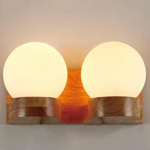 Wood and Glass Globe Wall Light 1 or 2 Light