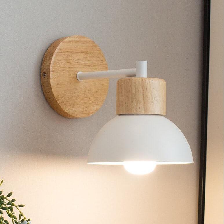 Wood and Iron Dome Wall Light Two Tone