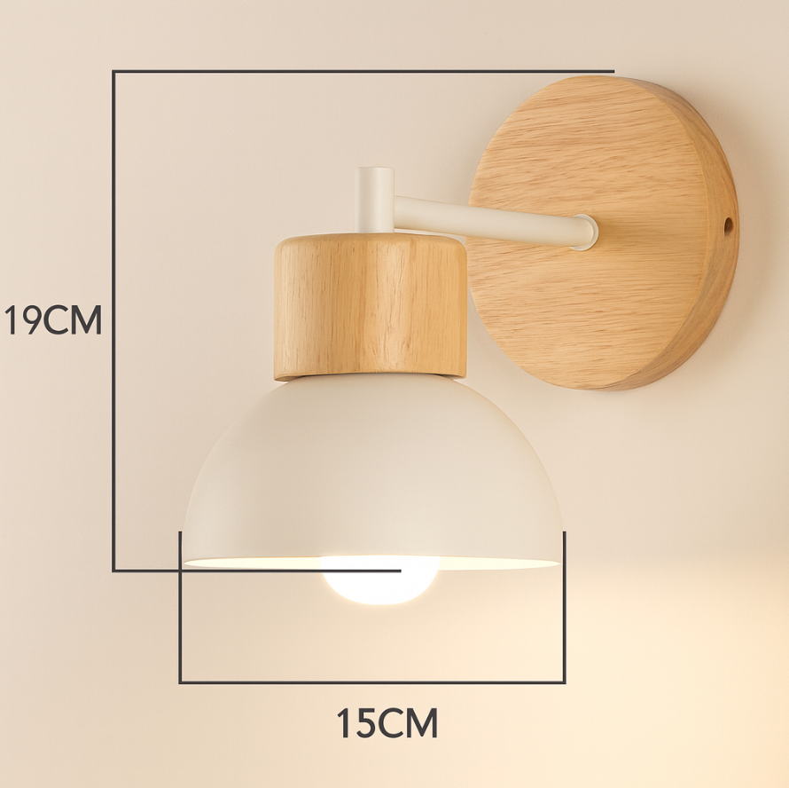 Wood and Iron Dome Wall Light Two Tone