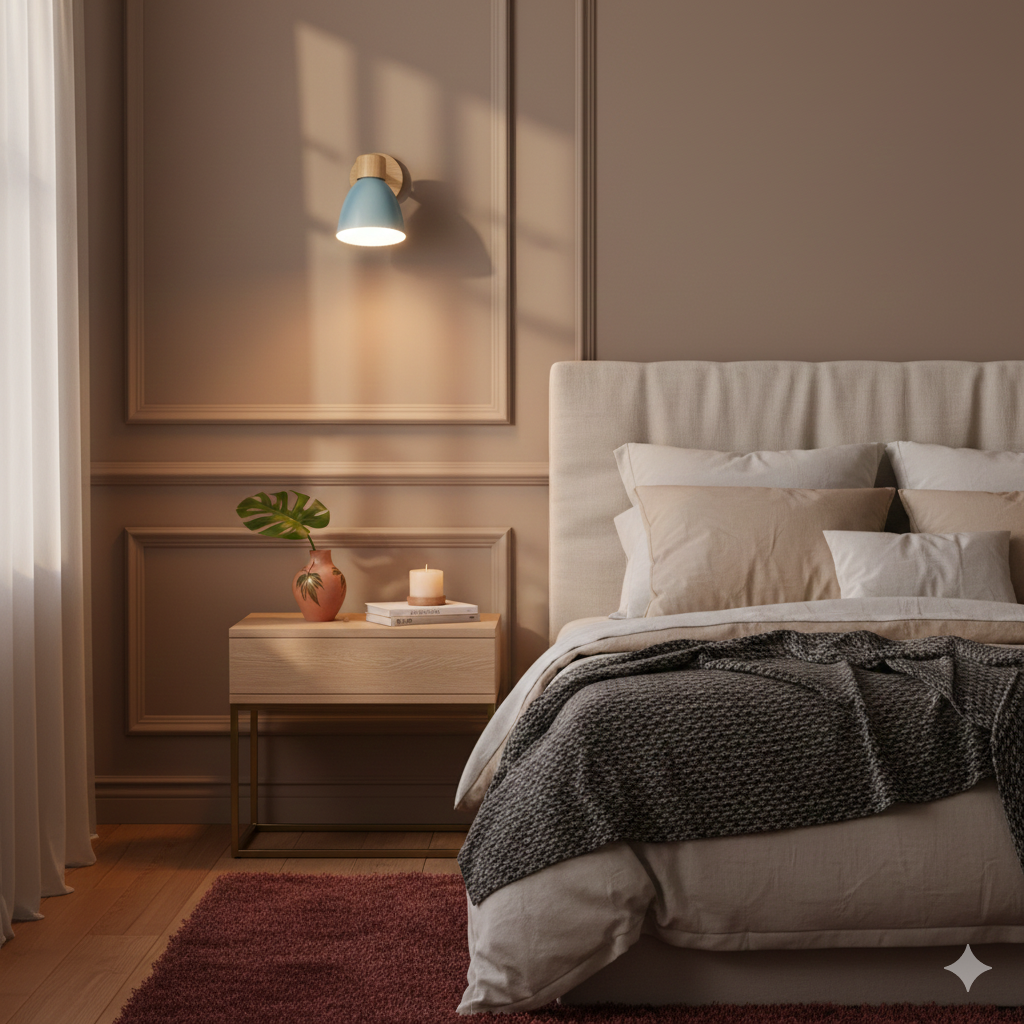 Wood and Metal Cone Wall Sconce with Switch