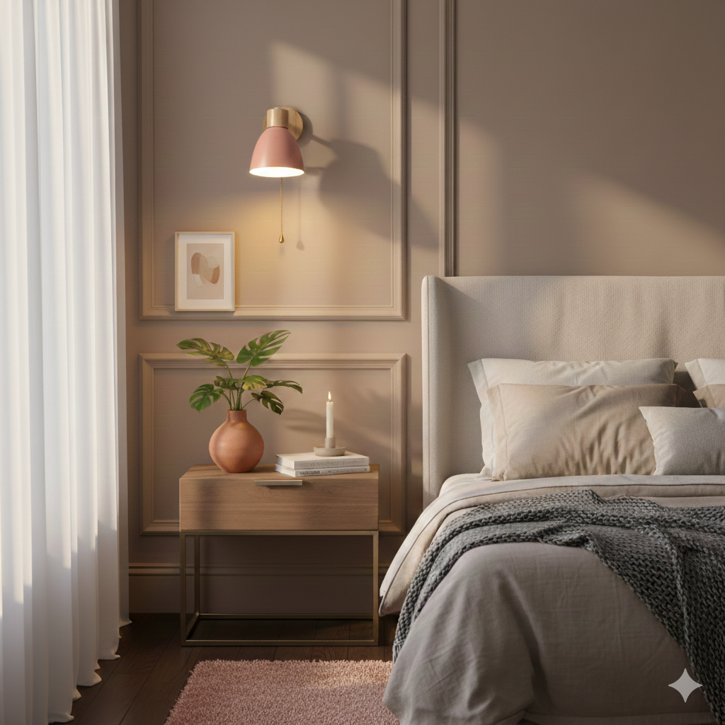 Wood and Metal Cone Wall Sconce with Switch